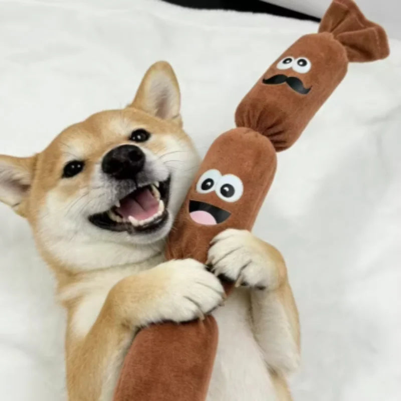 Squeaky Sausage Plush Dog Toy
