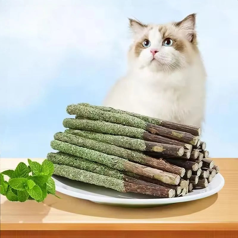 6pcs Natural Matatabi Cat Stick Mint Caught Bite Excited Rods Silvervine For Cat Teeth Cleaning Treating Pet Supply Cat Toys