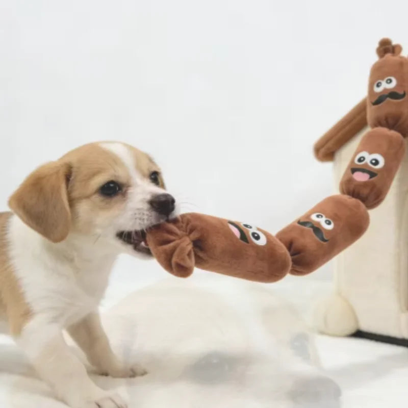 Squeaky Sausage Plush Dog Toy