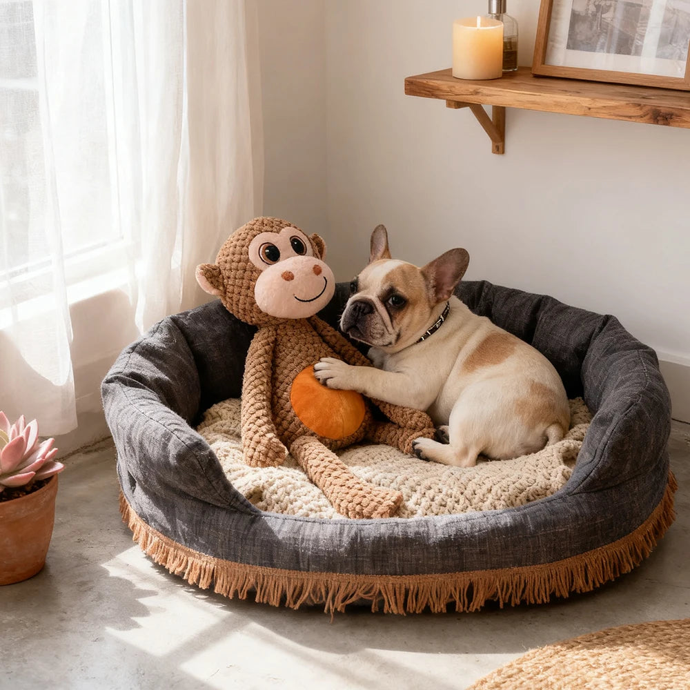 Long-Legged Squeaky Monkey Dog Toy