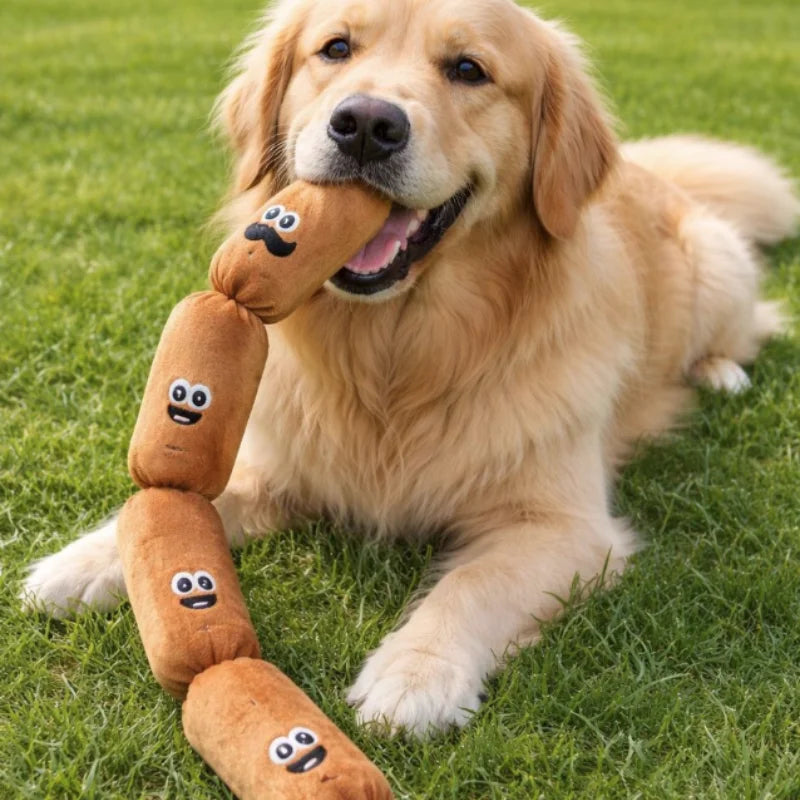 Squeaky Sausage Plush Dog Toy