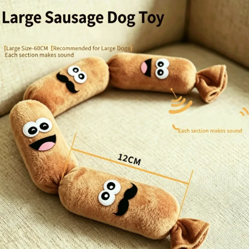 Squeaky Sausage Plush Dog Toy