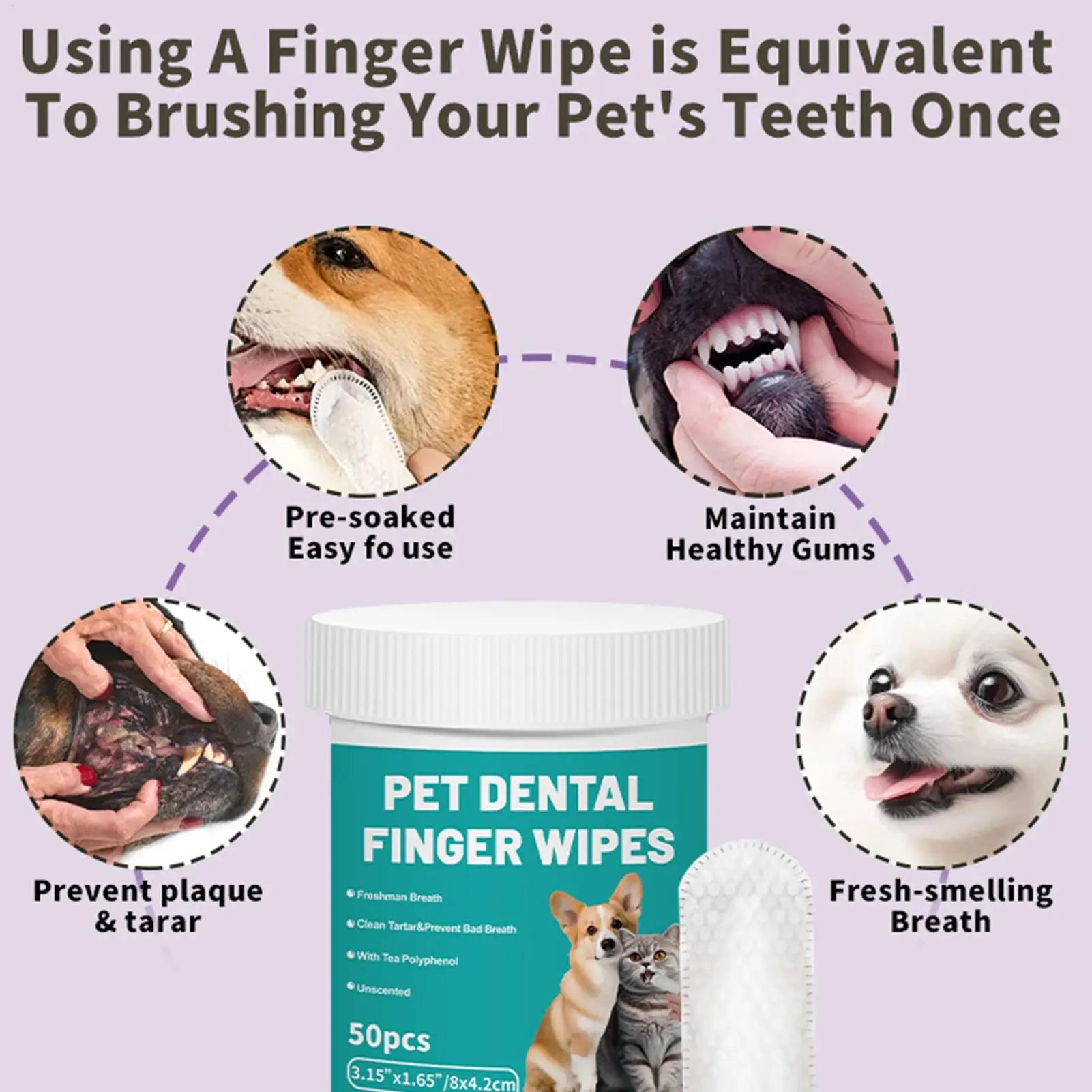 Pet Finger Toothbrush Wipes