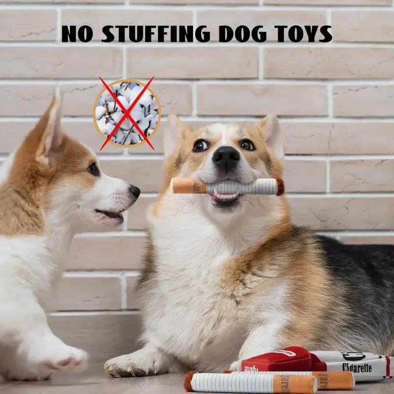 Funny Plush Cigarette Dog Toy